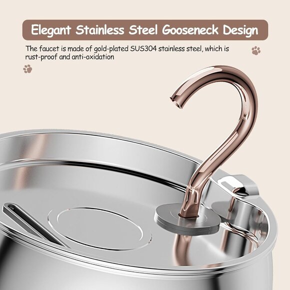 Cat Water Fountain Stainless Steel 2.5L/84oz Quiet Automatic Pet Water Dispenser - Picture 3 of 8